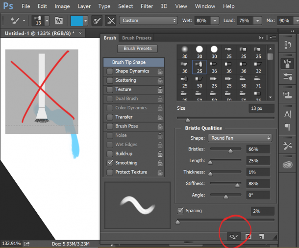 How to remove the Bristle Brush preview in JAY VERSLUIS