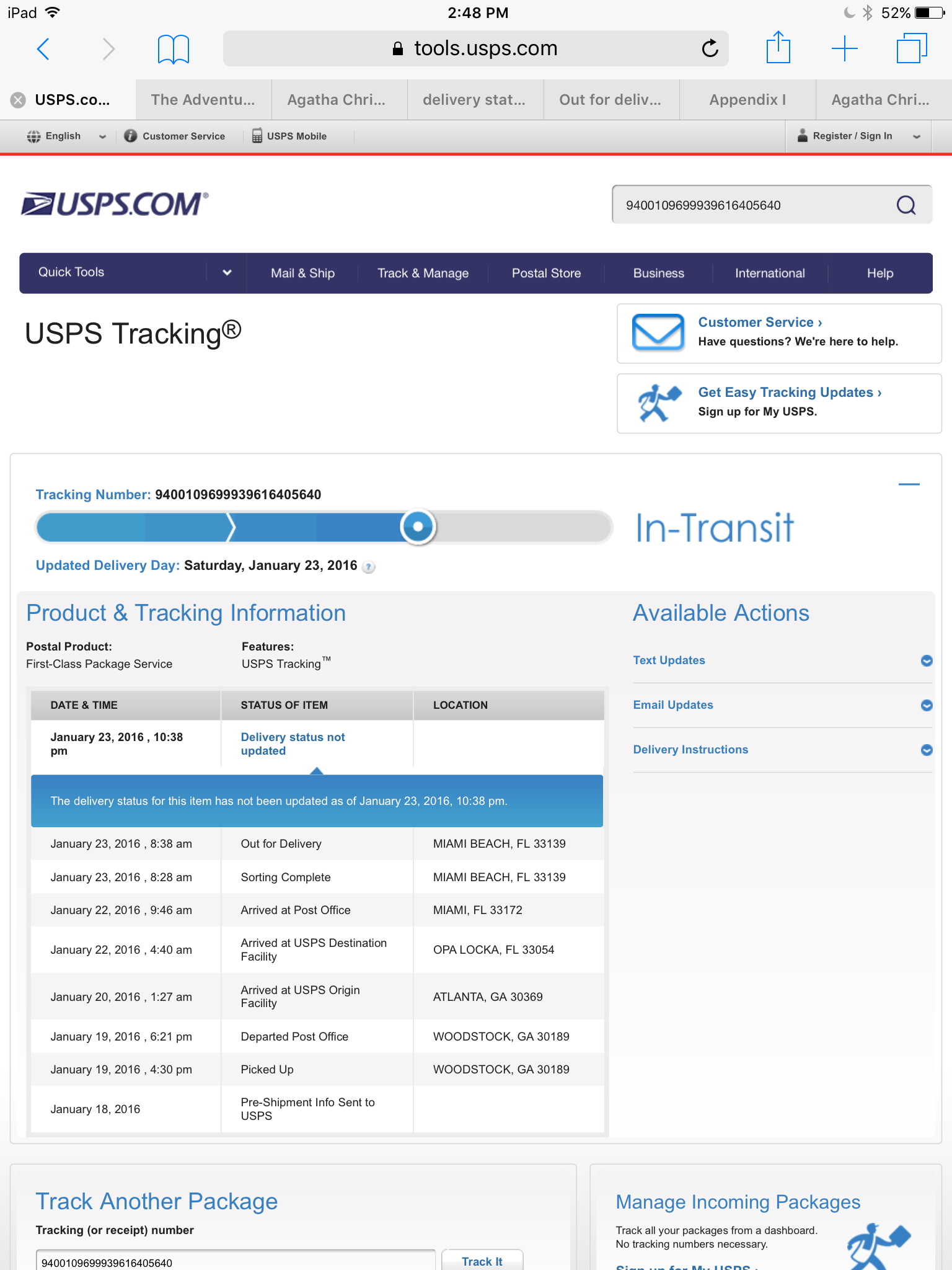 What does “Delivery Status not updated” mean with USPS tracking – JAY  VERSLUIS